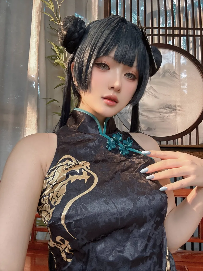 人气Coser屿鱼,妃咲，黑色皮质兔女郎装-ACGAI艺图