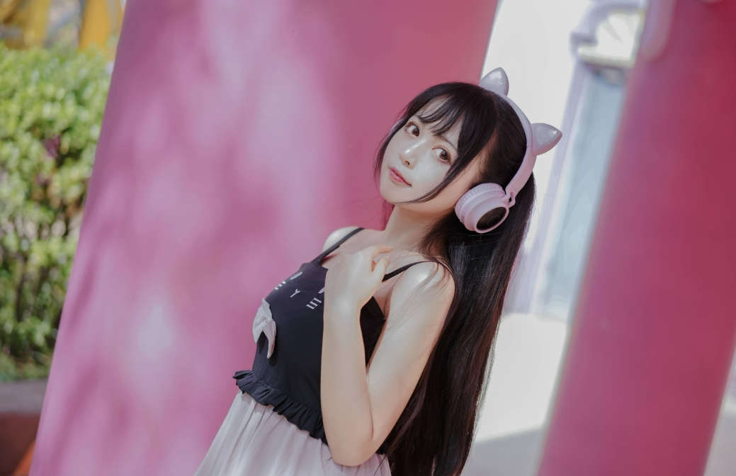 黑猫猫cos pink甜美风格, 演绎粉色系少女的清新魅力, 体验pink的甜美-ACGAI艺图