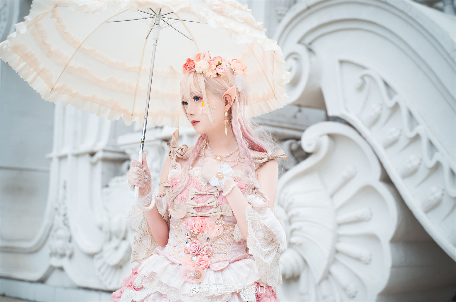 无筝Ryou最新cosplay图片，粉色lolita裙子太可爱了-ACGAI艺图