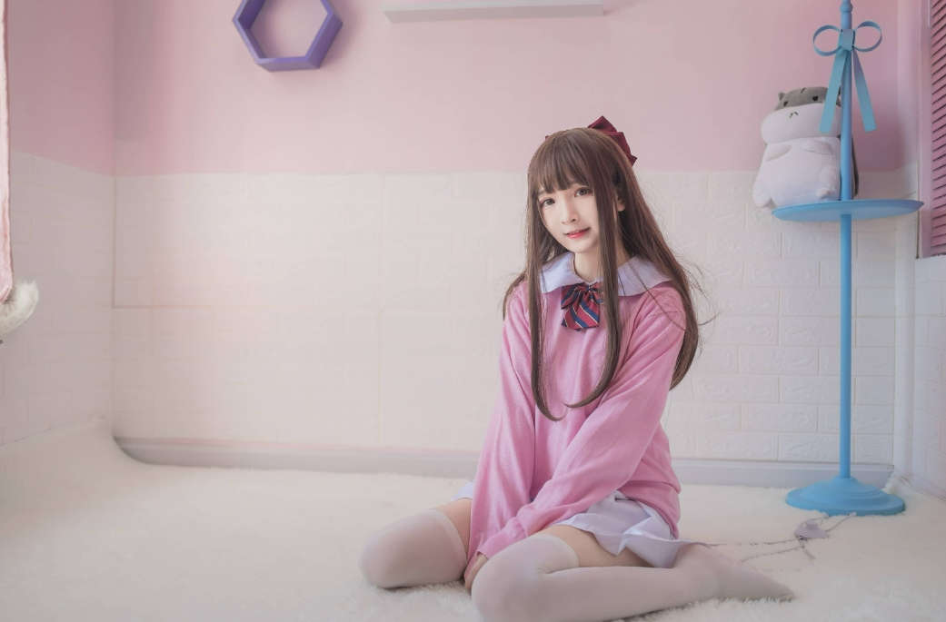 古川kagura cos粉色JK甜美可爱, 展现少女的青春活力-ACGAI艺图