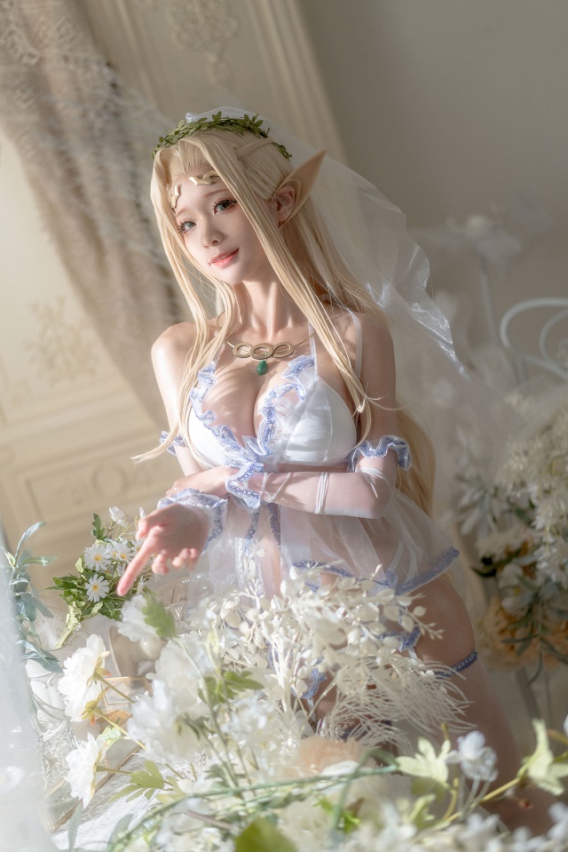蠢沫沫 cos 婚纱版的“白精灵” [coser@蠢沫沫 cos 图集]-ACGAI艺图