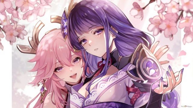原神cosplay | coser桃景三酪&伊喵君_Nya化身雷电将军和八重神子-ACGAI艺图