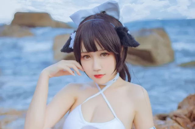 抖娘-利世×不呆猫合作：獒犬海边泳装，最新美图作品合集鉴赏-ACGAI艺图