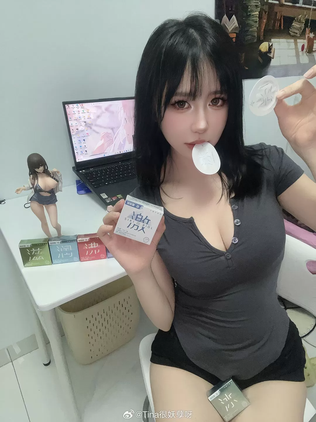 Tina很妖孽呀 COS写真 绿色连衣裙，绿色连衣裙cos-ACGAI艺图